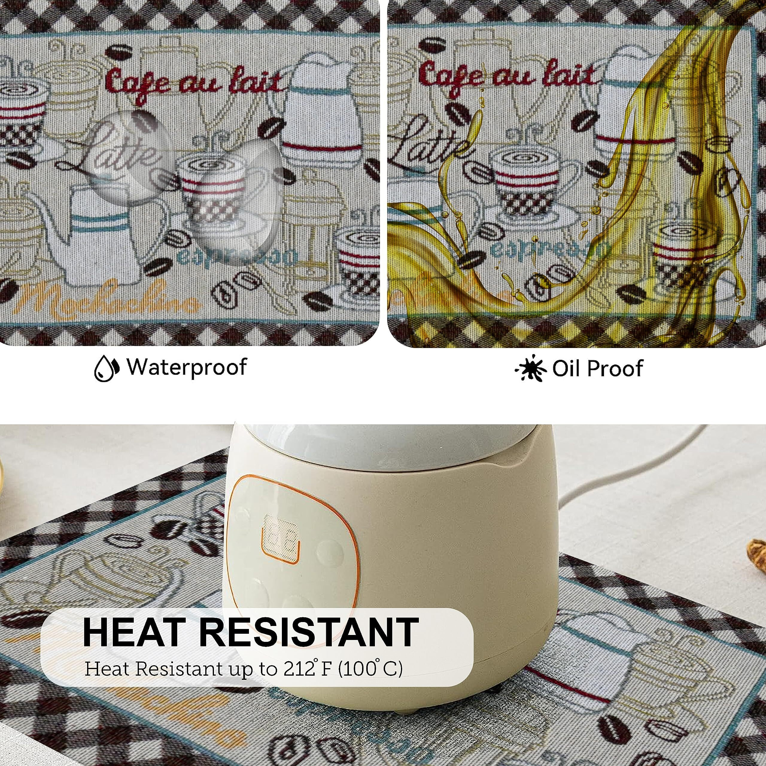 Prakartik By Induarts Latte Coffee Love Eco-Friendly Cotton Dining Table Mats  Reusable, Machine Washable, Everyday Use Multi Rectangular Placemats, Set Of 6 (33X47 Cm)