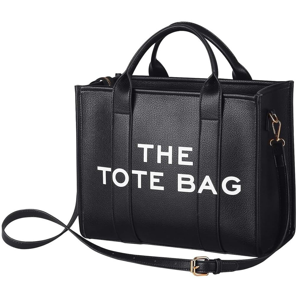 Palay Tote Bag For Women Big Size Stylish Pu Leather With Adjustable & Detachable Shoulder Belt Large Capacity Crossbody Bags Handbag Purse For Office, Black