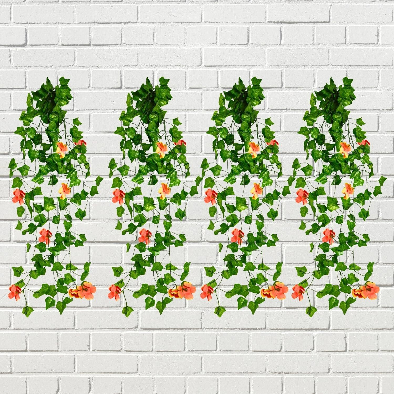 Decorebugs Artificial Flower Plants Leaves Hanging Ivy Garlands Plant Greenery Vine Creeper Home Decor Door Wall Balcony Decoration Party Festival Craft (Pack Of 4)