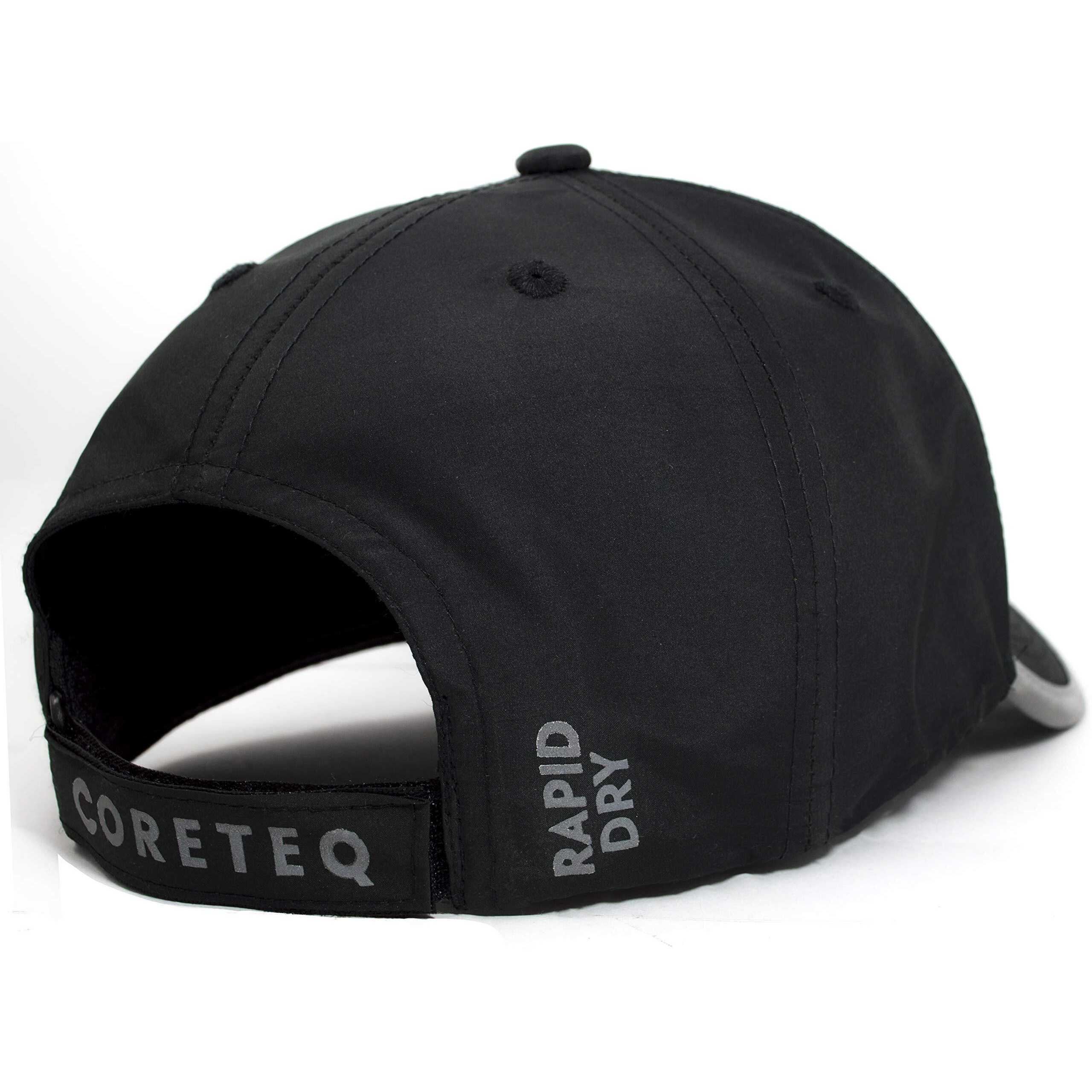 Coreteq Synthetic Unisex Water Resistant Rapid Dry Lightweight Sports Cap With Adjustable Strap (Pack Of 1) (Deep Black, Free Size)