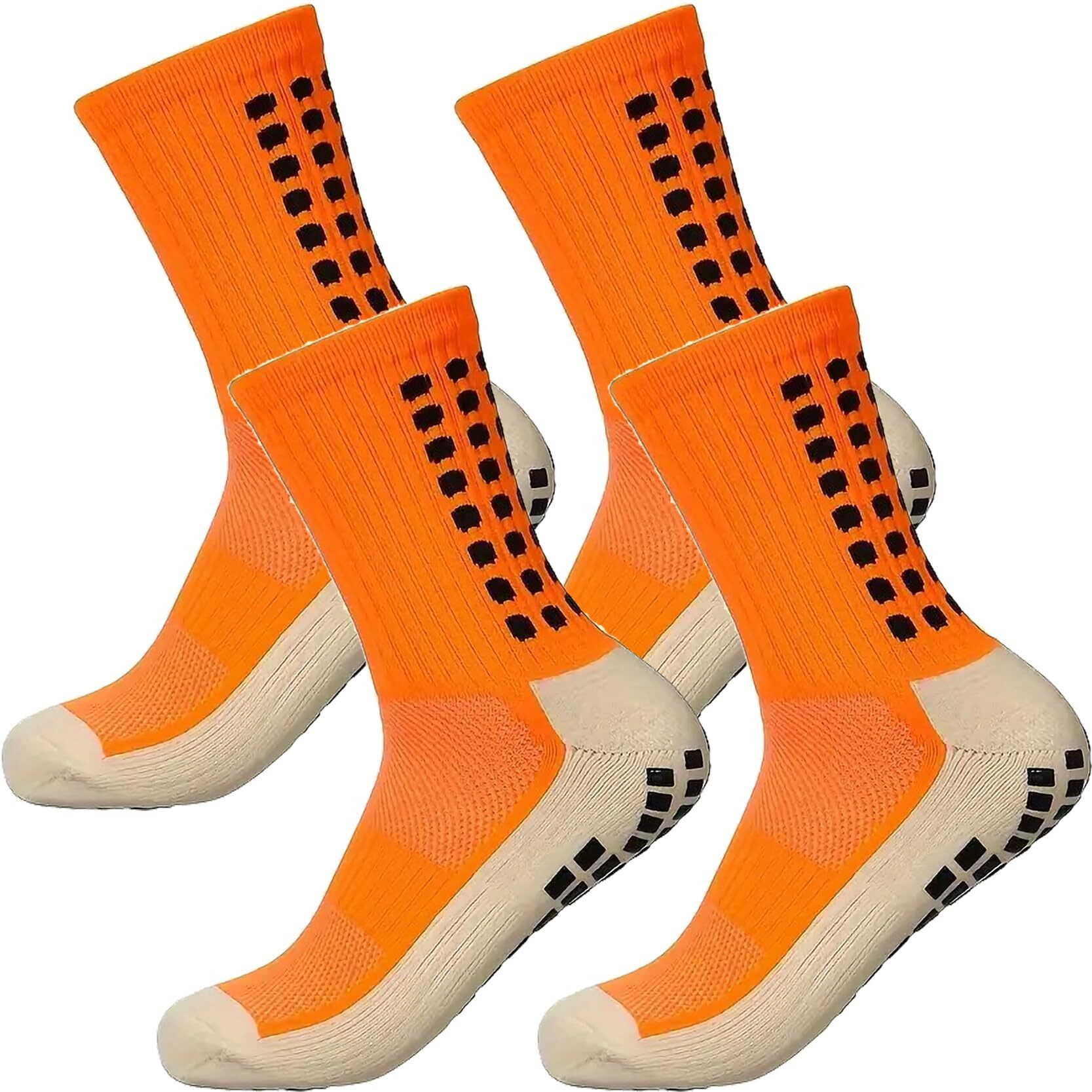 Boldstuff Hi-Tech Performance Athletic Socks For Men & Women | Crew Length, Anti-Slip Rubber Grip, Thick Cushion Sports Socks For Running, Gym, Training (In, Alpha, Free Size, 2, Orange)