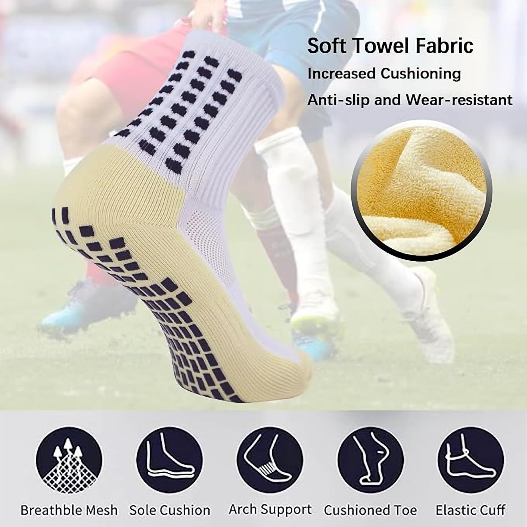 Boldstuff Hi-Tech Performance Athletic Socks For Men & Women | Crew Length, Anti-Slip Rubber Grip, Thick Cushion Sports Socks For Running, Gym, Training (In, Alpha, Free Size, 2, Orange)