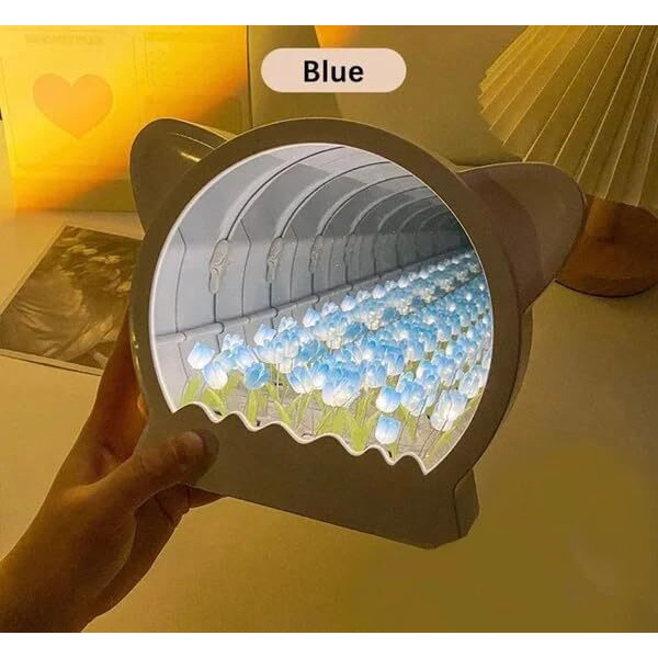 Dungrani Enterprise Tulip Mirror Night Light 2 In 1 Mirror & Night Lamp Finish Product Bedroom Desktop Ornaments Led Light Handmade Decoration Girls Birthday Gift (Style 2)
