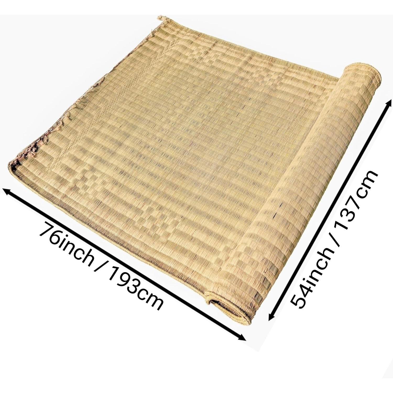 Orric Handmade Double Layered Chatai Madur Kusha Grass Mat Korai Pai Organic Yoga Mat As Floor Mat (54 X 76 Inch)