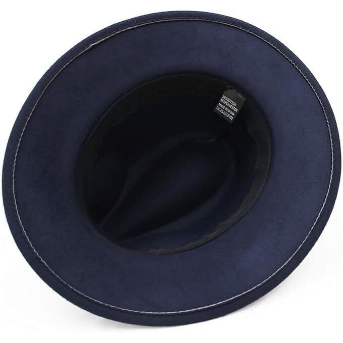 Clothera Paper Wool Wide Brim Trilby Felt Jazz Fedora Hats For Women & Men Beige (In, Alpha, Free Size, Navy Blue)