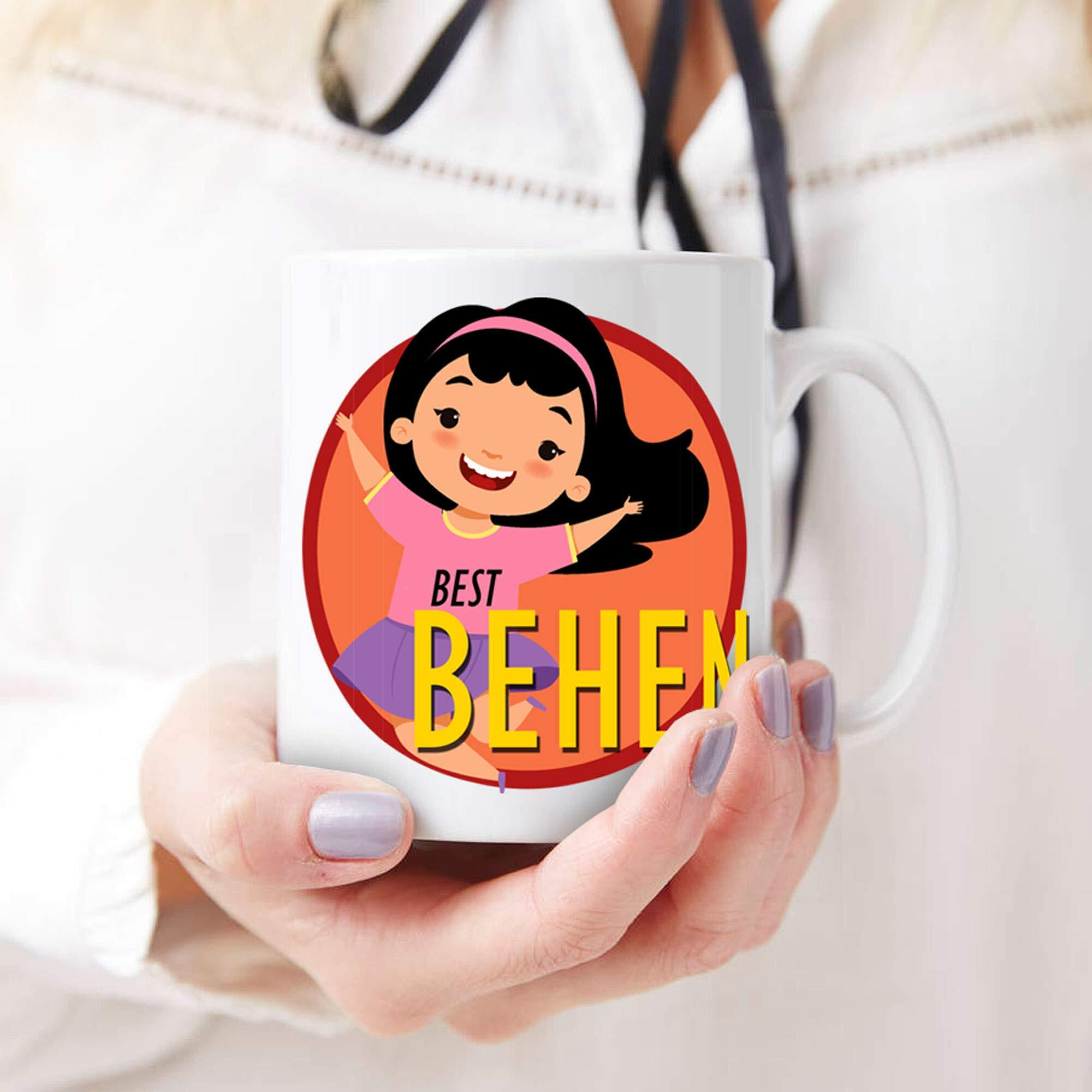 Exciting Lives - Best Bhai Behen Ceramic Coffee Mug - Gift For Rakshabandhan, Rakhi, Bhai Dooj, Birthday, Rakhi Gift For Kids, Children, Sister, Brother, Cousin, Sibling, Bhai, Bro - Set Of 2, 300 Ml