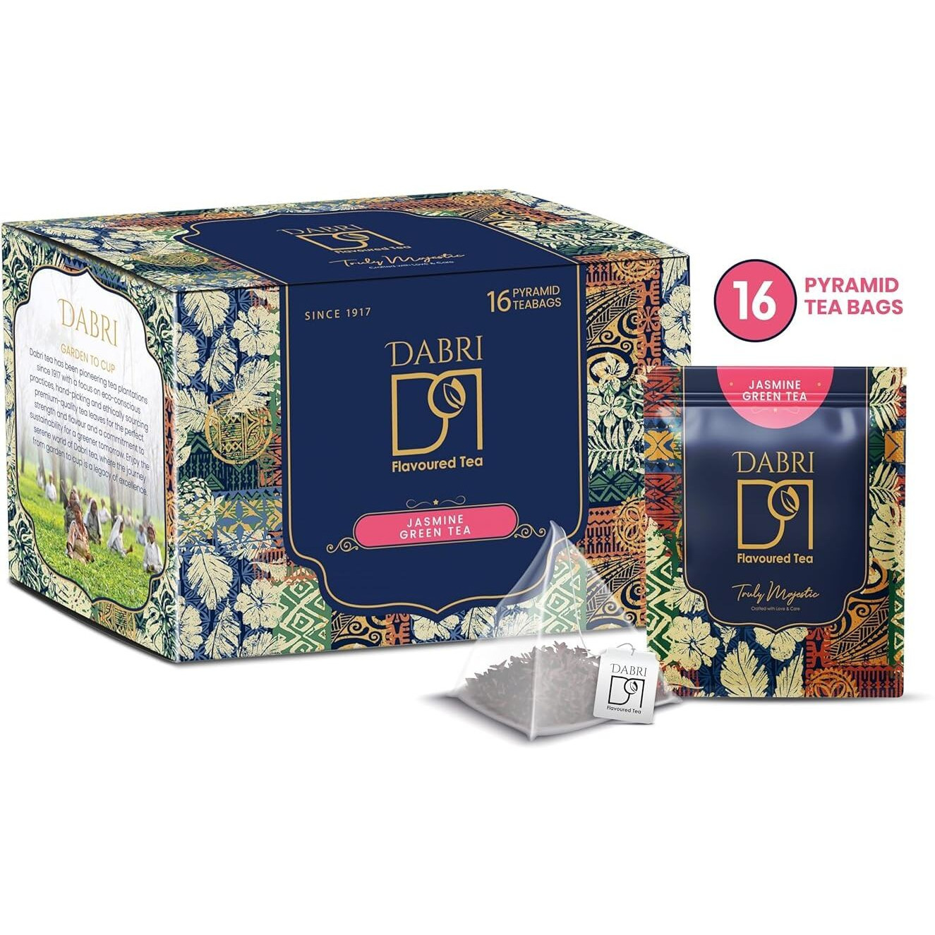 Dabri Jasmine Green Tea -16 Tea Bags(Pack Of 2)Jasmin Flowers Rich In Antioxidants Boost Your Metabolism, Brain Function,Improve Heart Health|Contains Catechins Help To Protect Against Tooth Cavities