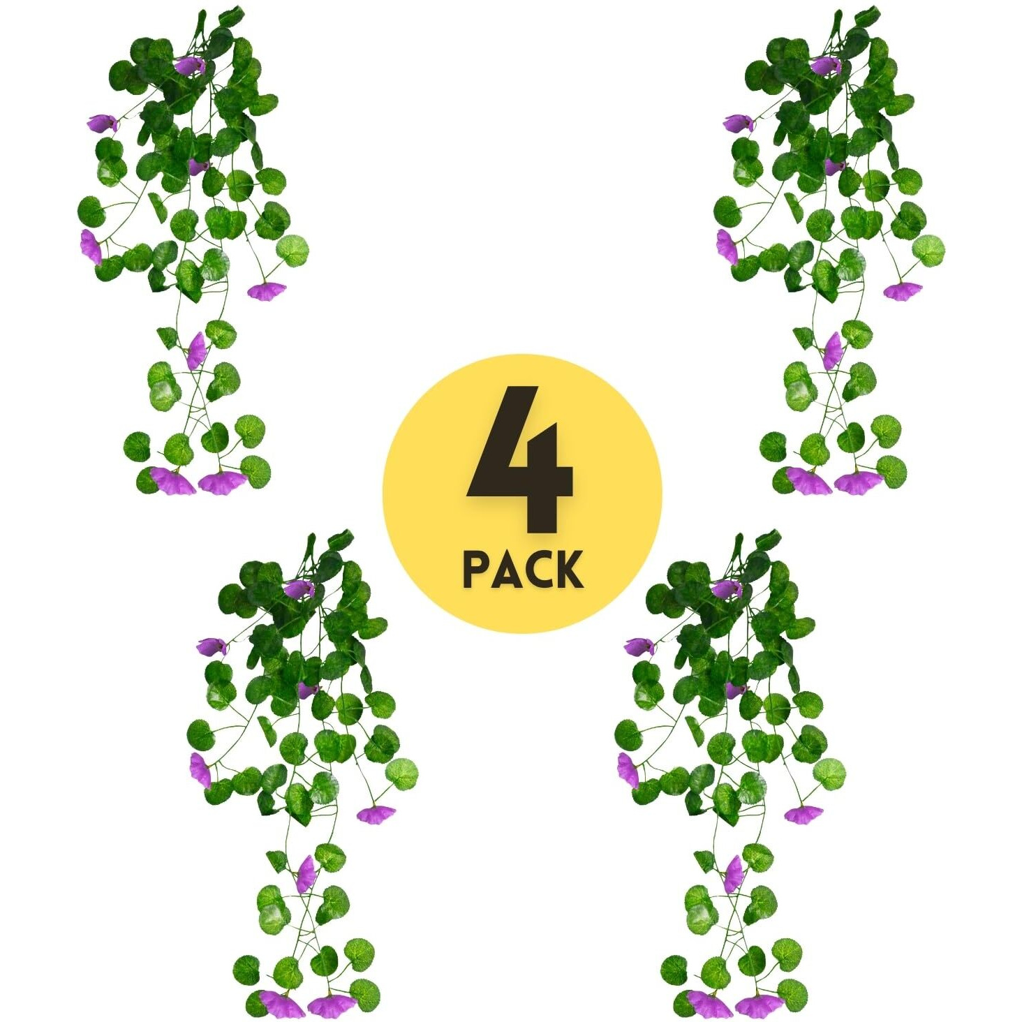 Decorebugs Artificial Flower Plants Leaves Hanging Ivy Garlands Plant Greenery Vine Creeper Home Decor Door Wall Balcony Decoration Party Festival Craft (Pack Of 4)