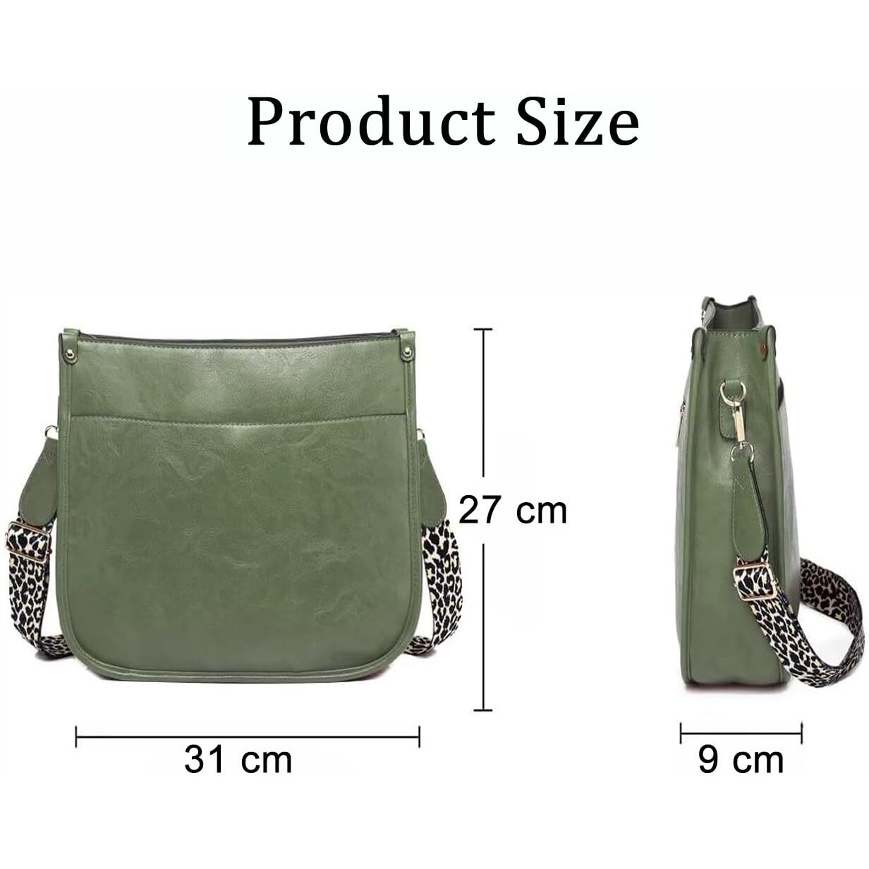 Inovera (Label) Faux Leather Women's Hobo Handbag Ladies Crossbody Shoulder Bags Purse (Green)