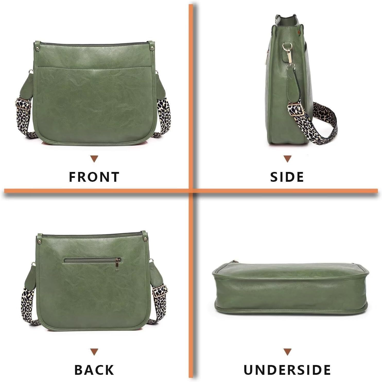 Inovera (Label) Faux Leather Women's Hobo Handbag Ladies Crossbody Shoulder Bags Purse (Green)