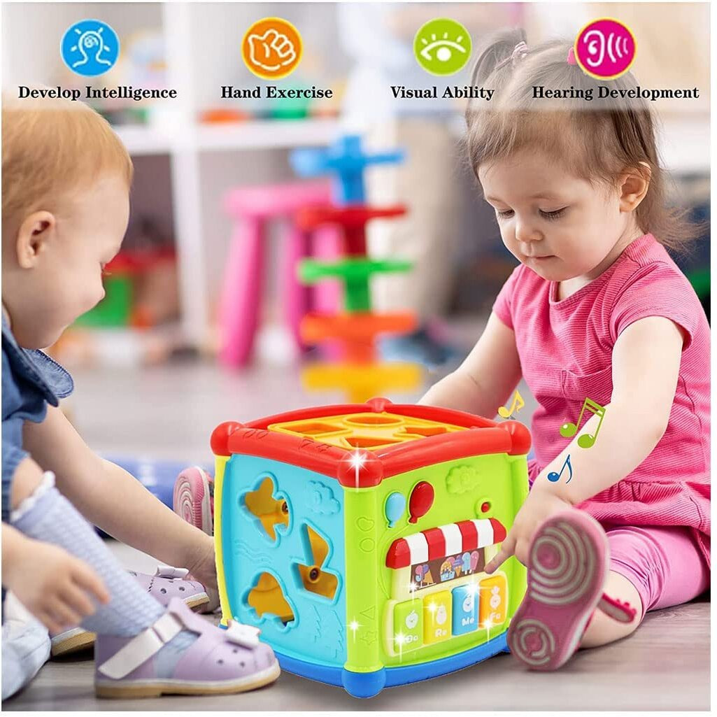 Beloxy 6 In 1 Activity Cube Baby Toy For 6 To 36 Months, Toddler Piano Center Best First Birthday Gift For 1 To 3 Y Old Girl Boy, Busy Learners Educational Toys(Multicolor) (Style 01)
