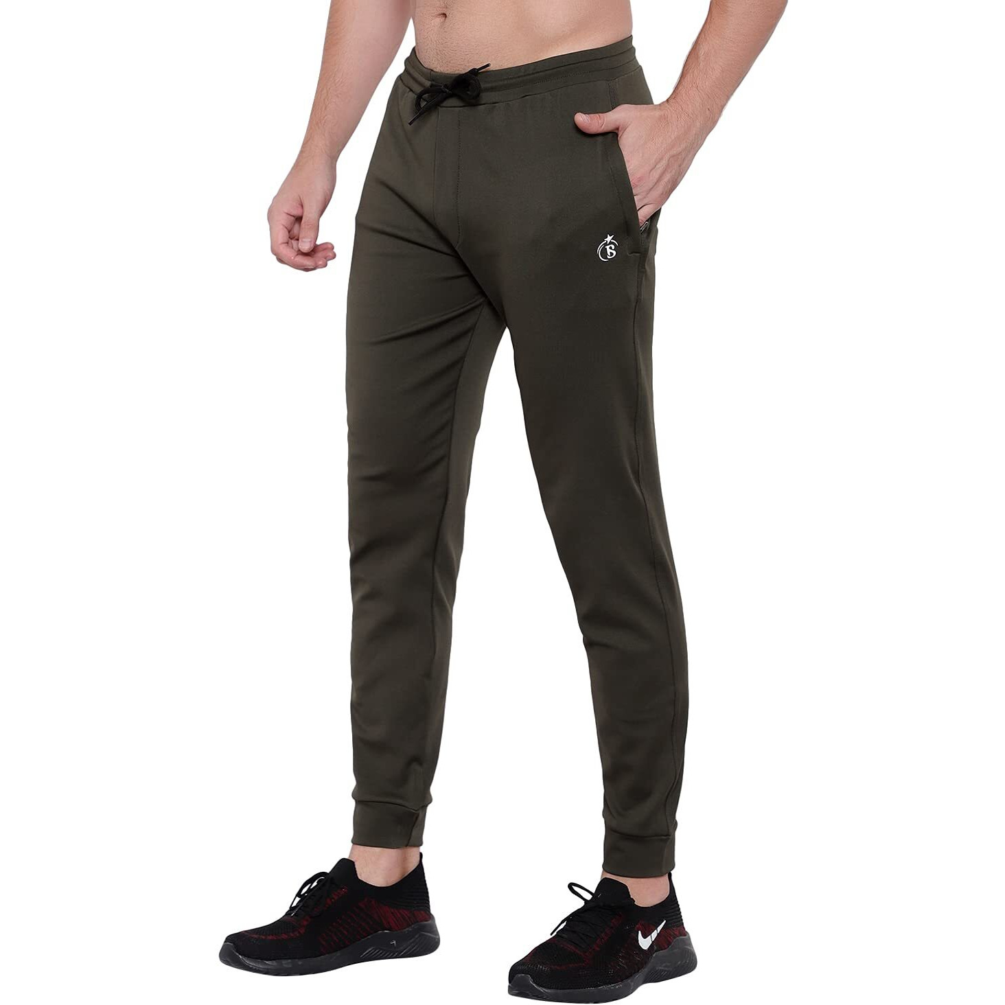 Blue Star Shark Men's Slim Fit Track Pants  Joggers For Running, Gym, Sports, And Casual Wear | Multipurpose Activewear Lower For Men & Boys | Stylish Summer Trousers & Night Pants, Green, S