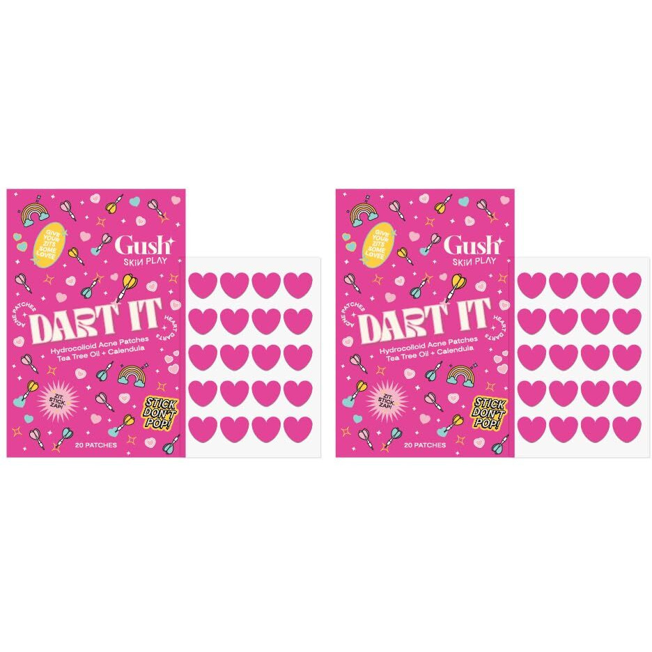 Gush Beauty Acne Pimple Patch | 20 Hydrocolloid Patches With Tea Tree Oil | For Active Surface Acne | Reduces Acne, Pimples & Excess Oil Overnight | (Heart, Pack Of 2)