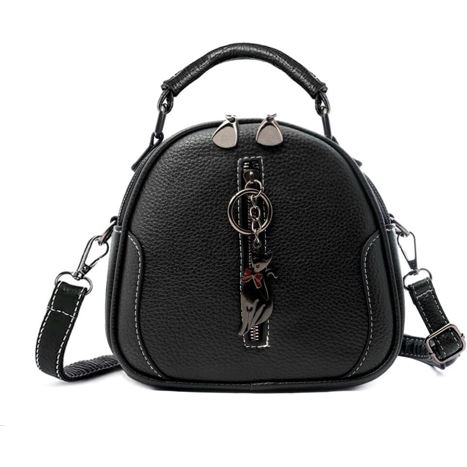 Inovera (Label) Sling Bag For Women | Faux Leather Cross Body Bags For Girls | Travel Shoulder Handbag With Adjustable Strap (Black)