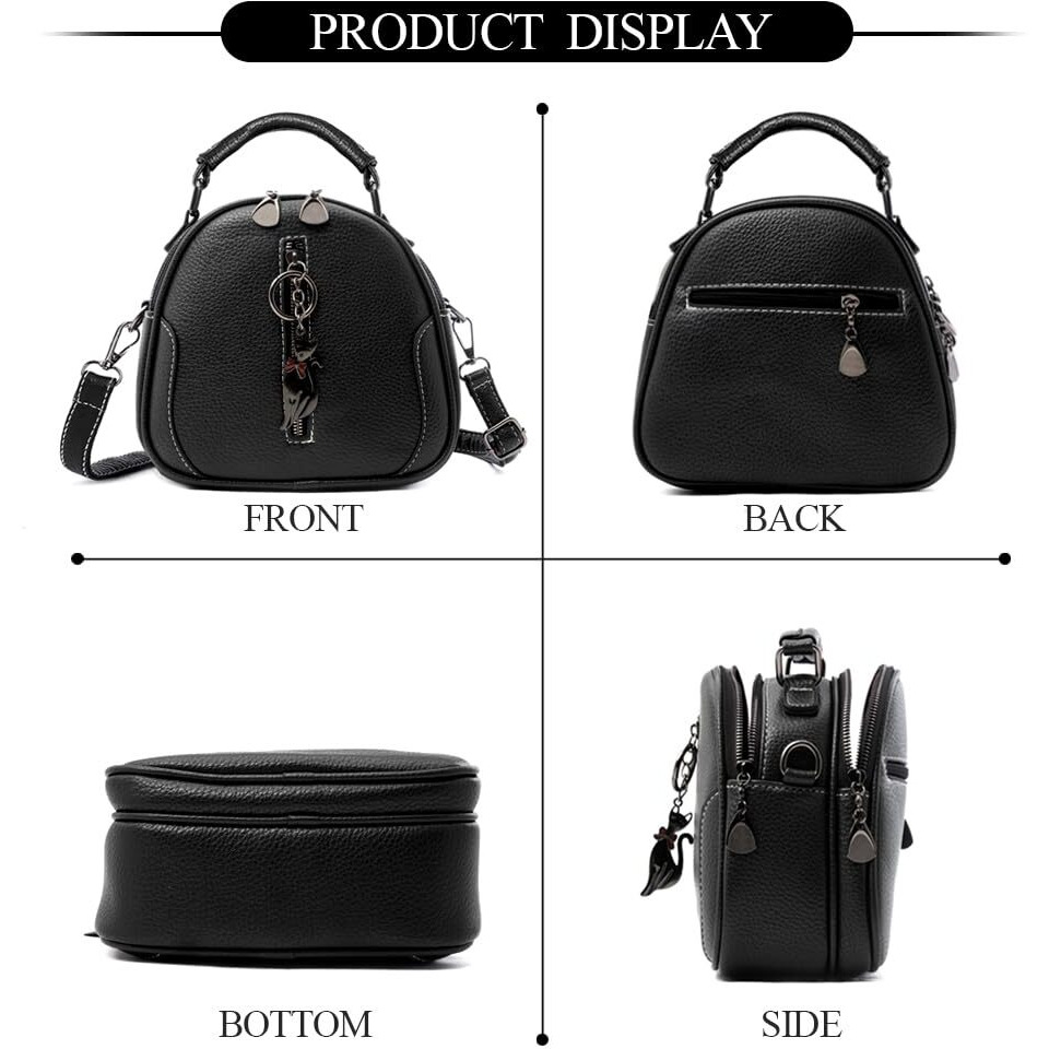 Inovera (Label) Sling Bag For Women | Faux Leather Cross Body Bags For Girls | Travel Shoulder Handbag With Adjustable Strap (Black)