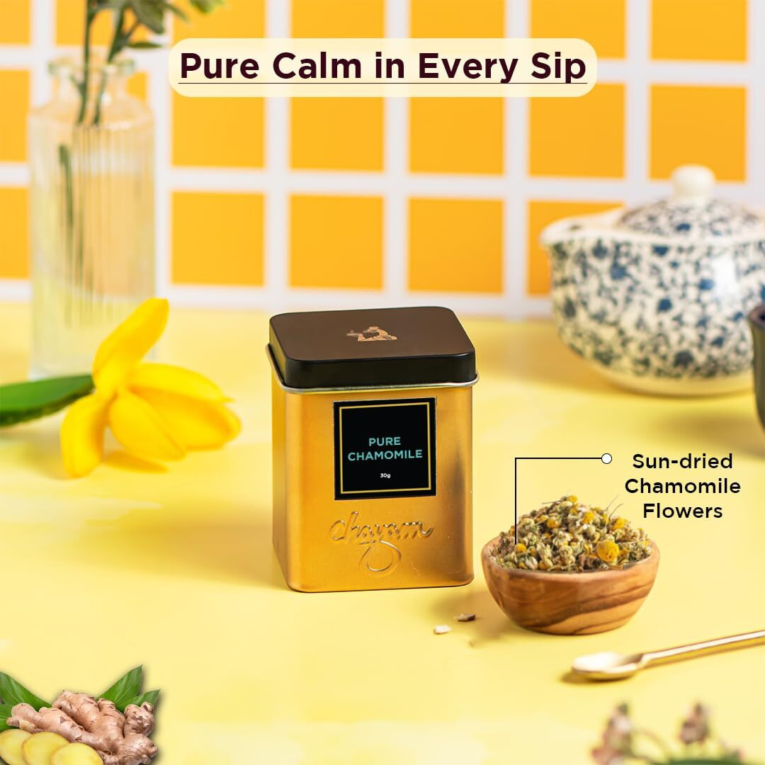 Chayam Soothing Sleep Chamomile & Hibiscus Tea Set | Hibiscus Green Tea, 30G Chamomile Green Tea, 30G | Delightful Flower Infusions | Relaxing Chamomile And Refreshing Hibiscus | 100% Natural