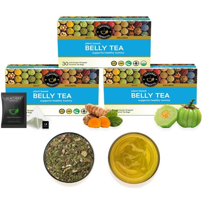 Teacurry Belly Turmeric Tea (90 Tea Bags-3 Month Pack)-Tummy Tea To Lose From Around Your Belly-For Men And Women,180 Grams