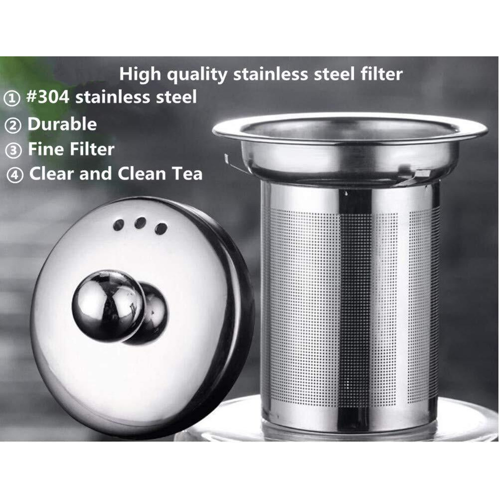 Zroy Enterprise Borosilicate Glass Round Tea Pot With Heat Resistant Stainless Steel Infuser Perfect For Tea And Coffee Maker, Clear Glass Kettle With 4 Cups (750 Ml, Round Kettle With Cups)