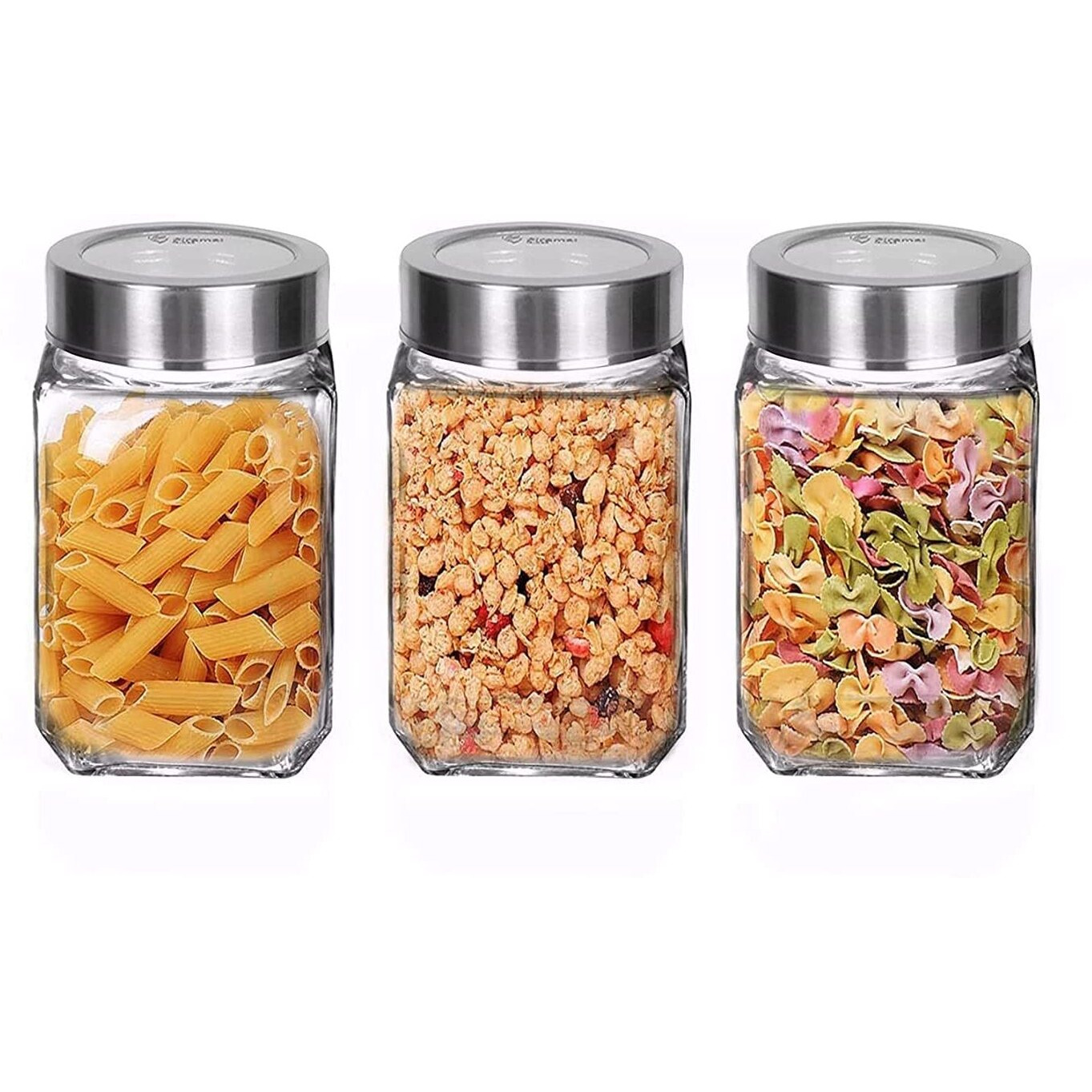 Piramal Glass Cubical Square 300Ml Transparent Glass Jars & Containers For Kitchen Pantry, Snacks, Masala, Honey, Jams, Pickles, Cookies, Dry Fruits, Coffee Beans Storage With Lid (300Ml, Set Of 3)