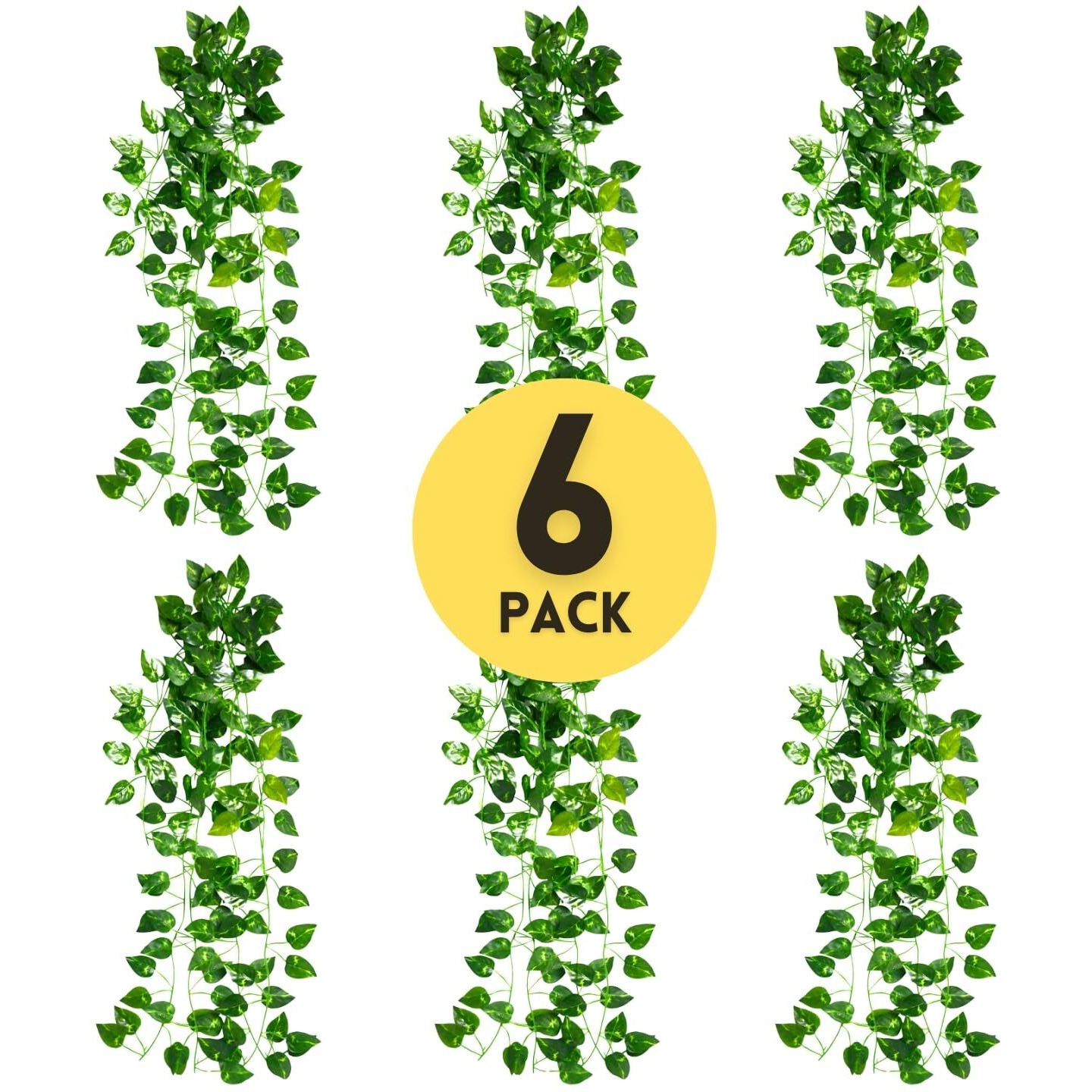 Decorebugs Artificial Plants Leaves Hanging Ivy Garlands Plant Greenery Vine Creeper Home Decor Door Wall Balcony Decoration Party Festival Craft (Pack Of 6)