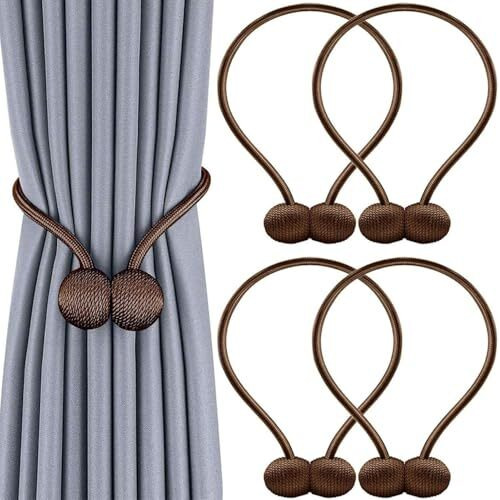 Inovera Window Curtain Tiebacks Drapery Hold-Backs Band For Office Home Decorative (Coffee, Pair 2-4 Pcs)