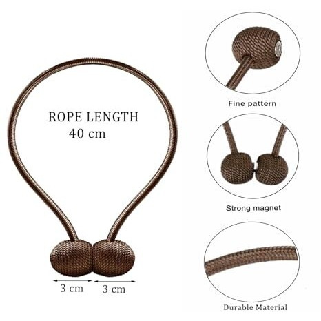 Inovera Window Curtain Tiebacks Drapery Hold-Backs Band For Office Home Decorative (Coffee, Pair 2-4 Pcs)