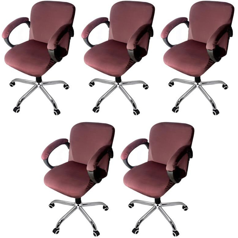 The Furnishing Tree Spandex Office Chair Cover With Handle Cover Coffee Set Of 5