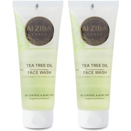 Alziba Cares Tea Tree Face Wash For Acne And Oil Control, Clean And Clear Skin Added With Zinc Pca & D-Panthenol For Smooth And Radiant Skin | Both For Men And Women -100 Ml (Pack Of 2)