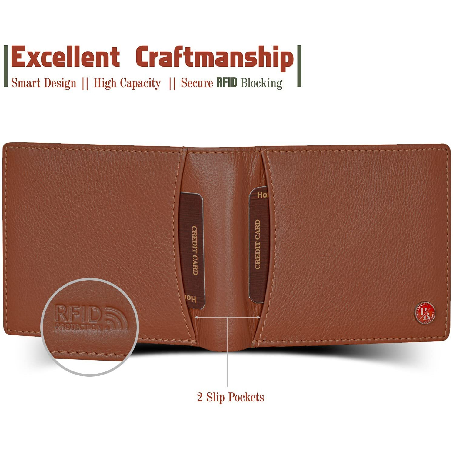 Hornbull Vegas Rust Rfid Blocking Leather Wallet For Men | Wallets Men Leather | Mens Wallet