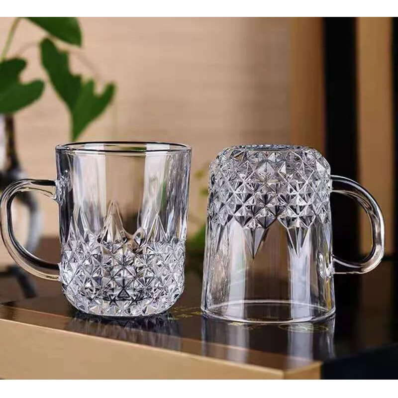 Zroy Enterprise Premium Glass Coffee Mug Tea Cups, Transparent, Glass Cups Set For Tea, Coffee, Green Tea, Herbal Tea, Lemon Tea, Milk Cup, Hot/Cold Drinks Cups (Elegant Cup, 4), 150 Ml