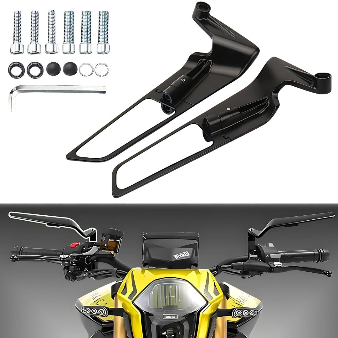 Eltron Turbo Aluminium With Free Bolts Adjustable Stealth Aerodynamic Rearview Mirrors For Fully Faired Motorcycle York Nut Fitting Mirror Universal Fit For All Model Bikes And Scooty And Sports Bikes