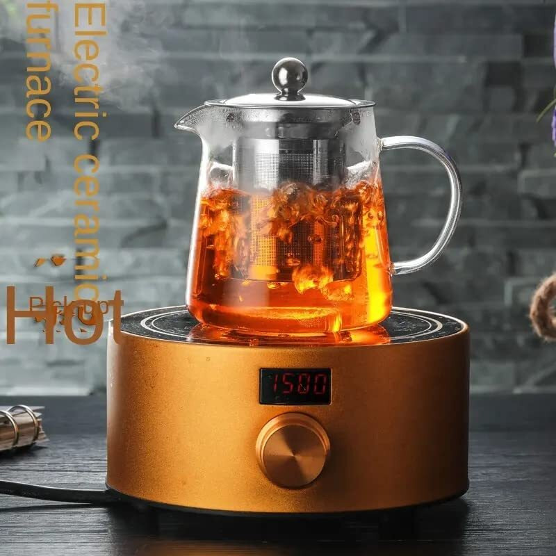 Ankul Borosilicate Round Glass Tea Pot With Heat Resistant Stainless Steel Infuser Perfect For Tea And Coffee Maker, Clear Glass Kettle (Round 750Ml)