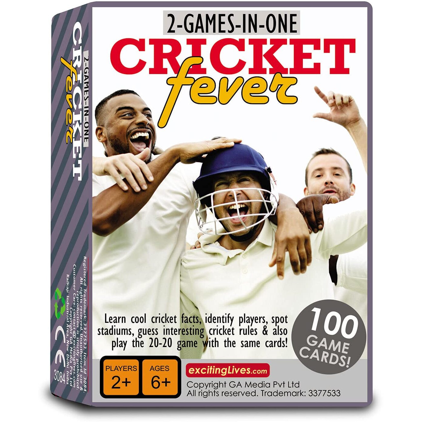Exciting Lives - Cricket Fever - Card Game Game For Cricket Fans - Gift For Birthday, Sports - For Kids And Adults - Ages 6+ - Set Of 100 With 300 Challenges
