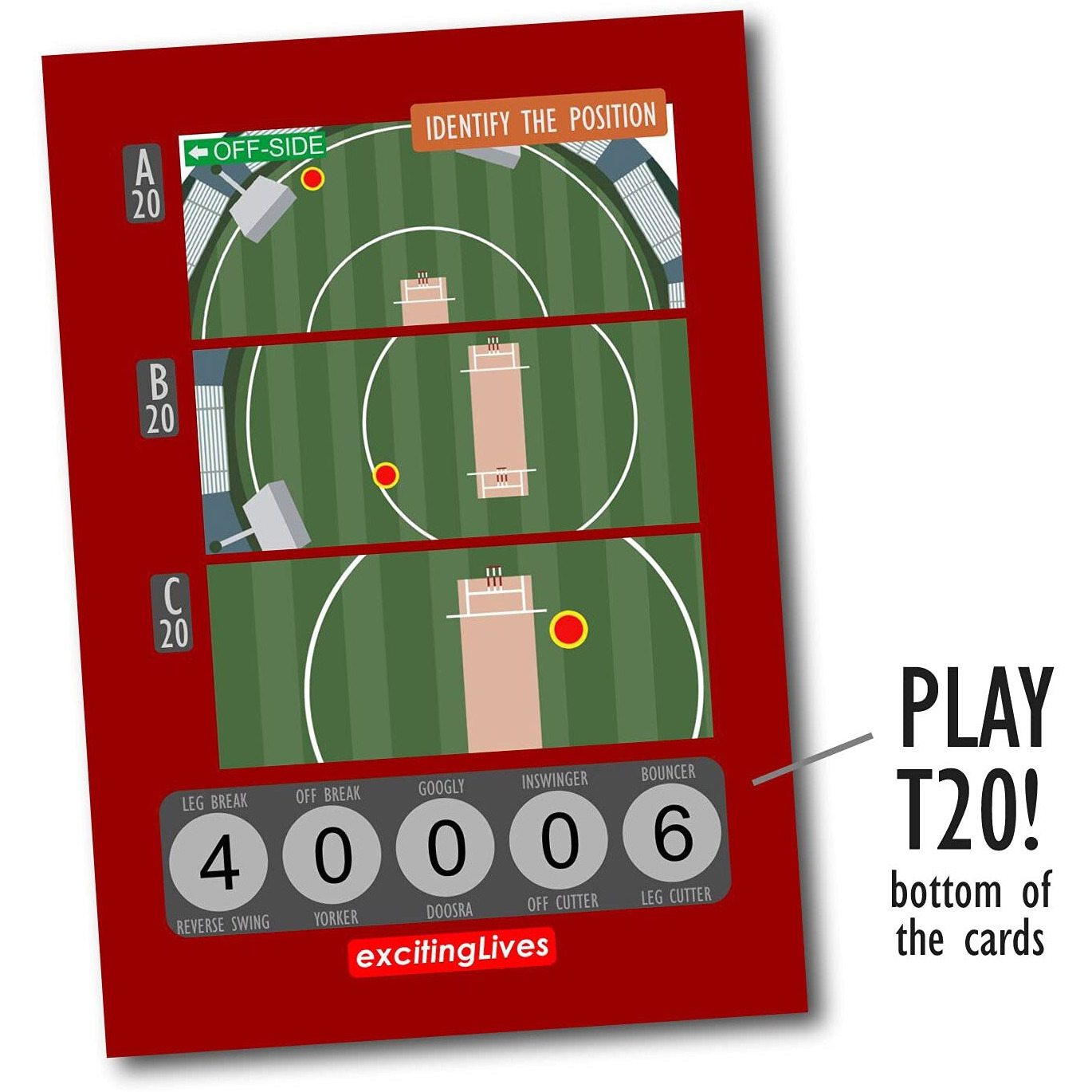 Exciting Lives - Cricket Fever - Card Game Game For Cricket Fans - Gift For Birthday, Sports - For Kids And Adults - Ages 6+ - Set Of 100 With 300 Challenges