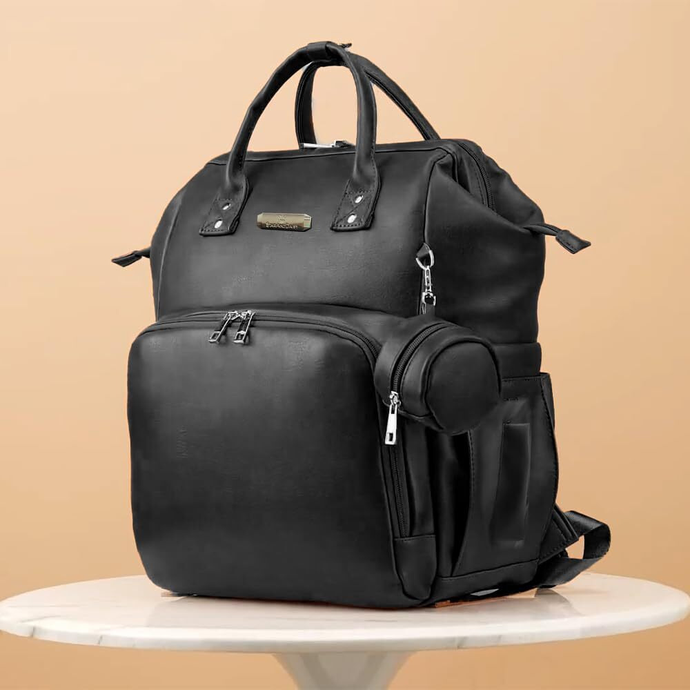 Staranddaisy Diaper Bag/Maternity Bags For Mothers/Mom With Multi Compartments, Insulated Bottle Pockets, Waterproof, Ultra Vegan Leather, 30L Capacity - Black