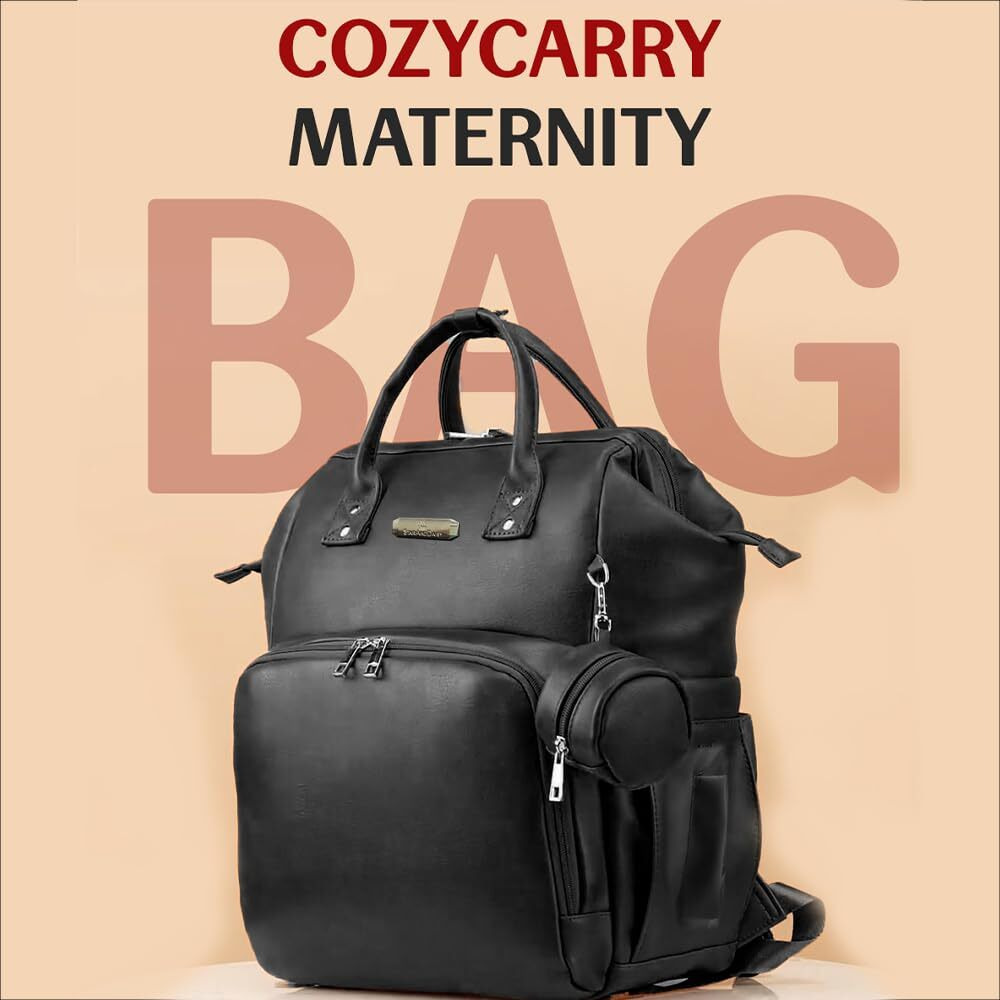 Staranddaisy Diaper Bag/Maternity Bags For Mothers/Mom With Multi Compartments, Insulated Bottle Pockets, Waterproof, Ultra Vegan Leather, 30L Capacity - Black