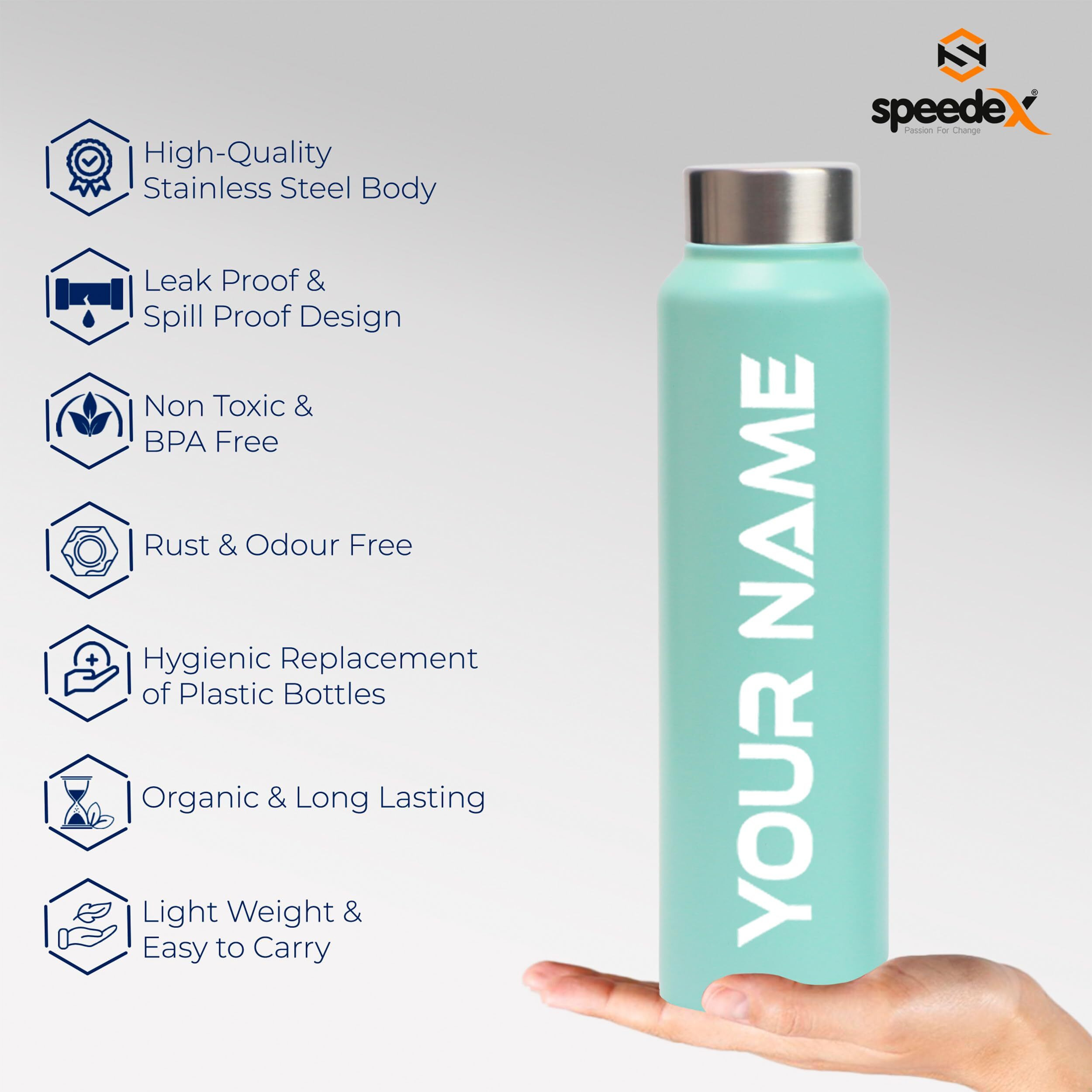 Speedex Stainless Steel Water Bottle 1 Ltr For Kids, Boys, Girls, 1 Litre Bottles For Gym, Sports, Fridge Use, School & Office - 1000Ml, Pastel Green Colour, Steel Cap