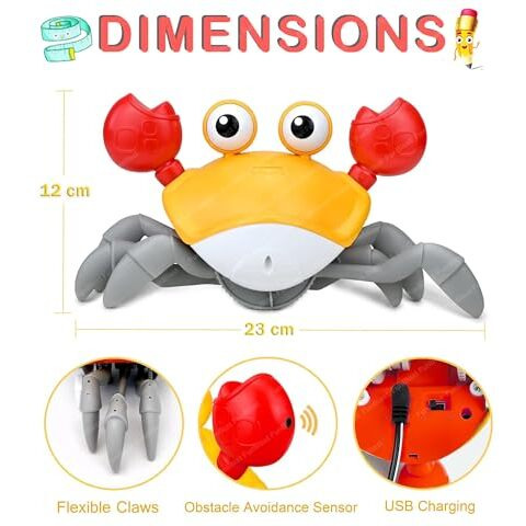Funblast Crawling Crab Toy For Kids - Dancing Crawling Baby Toys, Electronic Walking Moving Toys For Babies Infant Toddlers Fun Play Interactive Early Learning Educational Toys (Random Color)