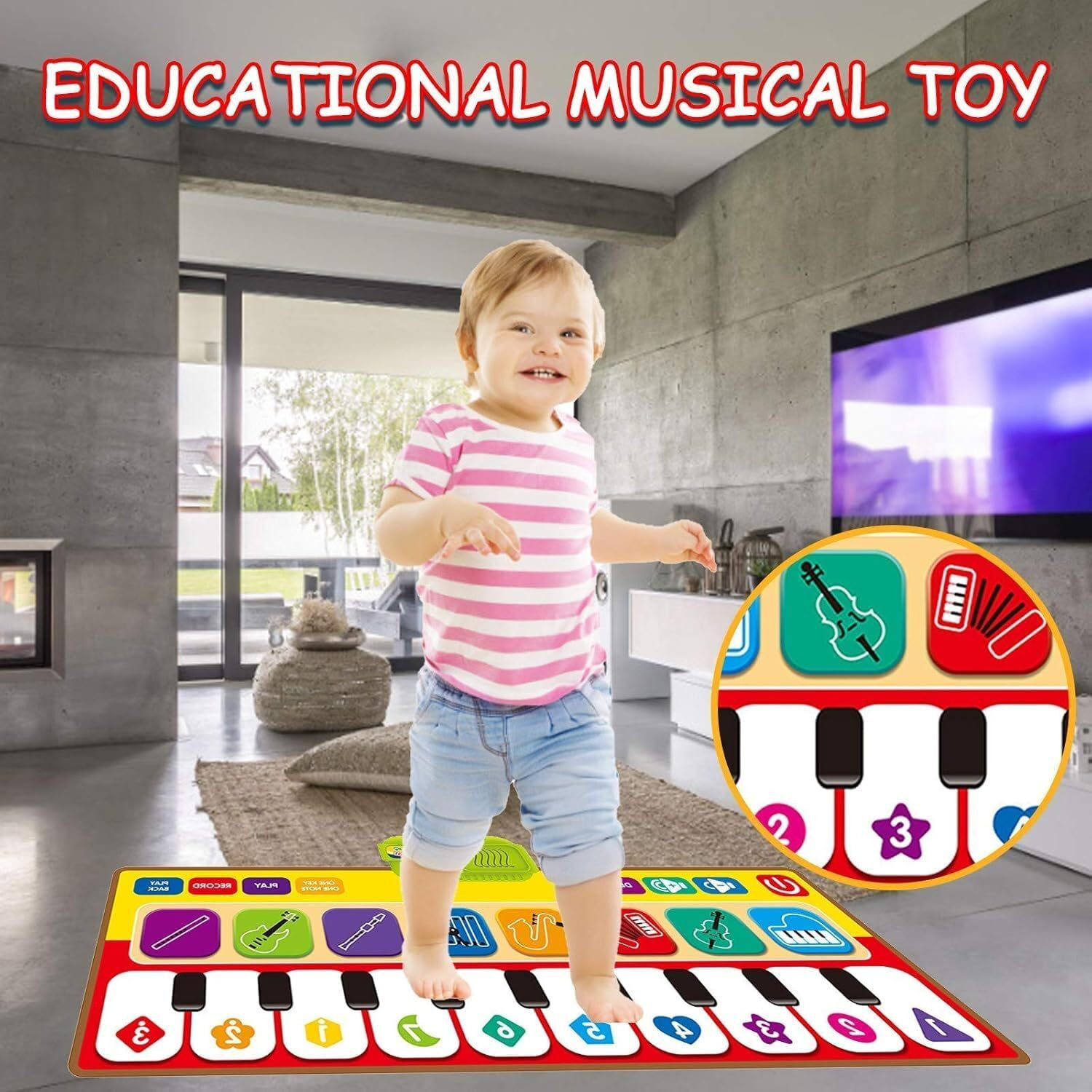 Ramnath Piano Mat For Toddler 1-3,Musical Keyboard Piano Mat For Kids Adjustable Vol Preschooler Toys Educational Toys For Kids Toddlers 1-3 Children 's Day Gift For Kids Girls Boys Birthday Gift (B)