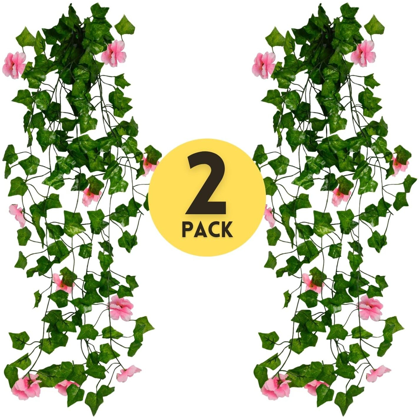 Decorebugs Artificial Flower Plants Leaves Hanging Ivy Garlands Plant Greenery Vine Creeper Home Decor Door Wall Balcony Decoration Party Festival Craft (Pack Of 2)