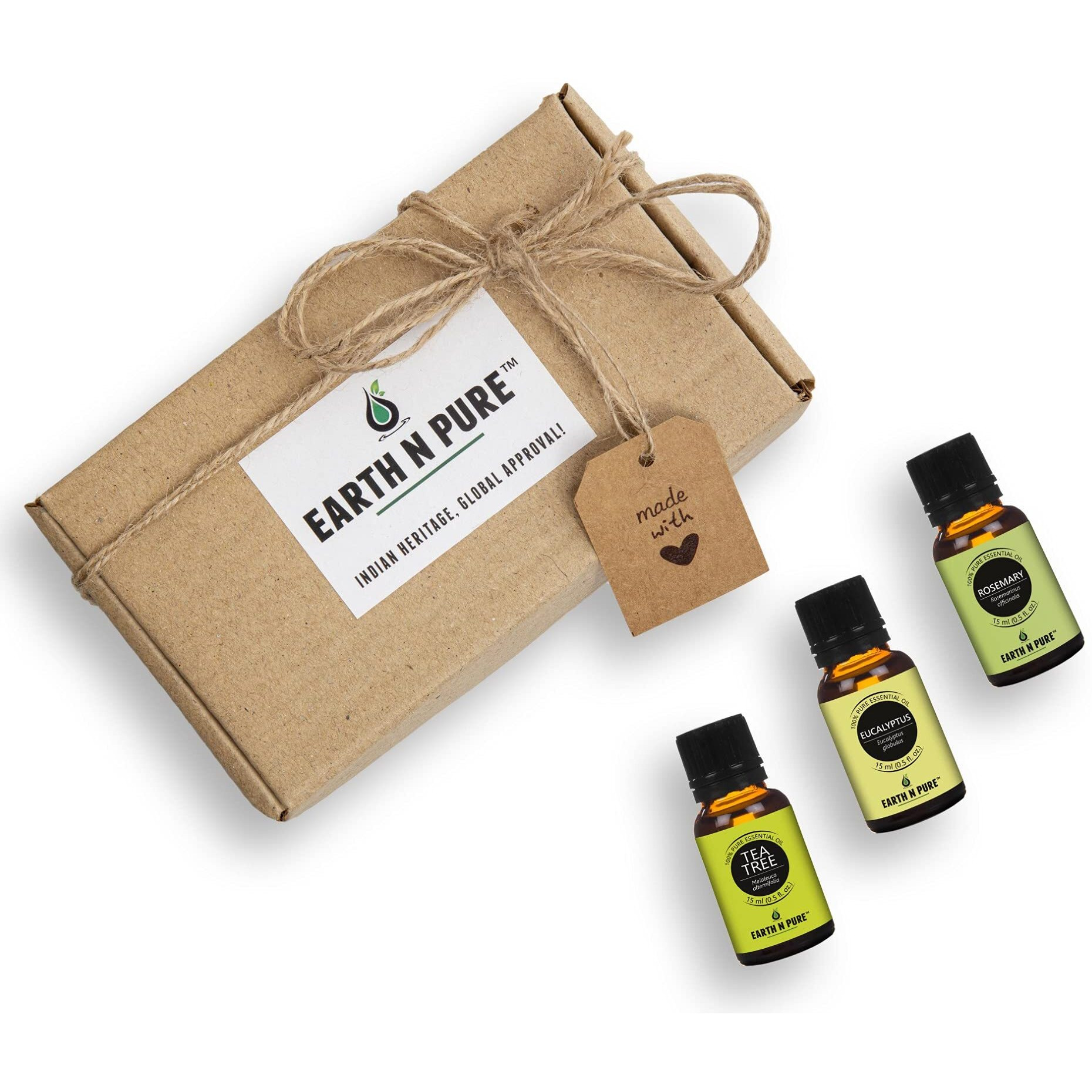 Earth N Pure Eucalyptus, Rosemary & Tea Tree Essential Oils | Pack Of 3 (15 Ml Each) | 100% Pure, Undiluted, Natural And Therapeutic Grade - Perfect For Aromatherapy, Skin Therapy & More