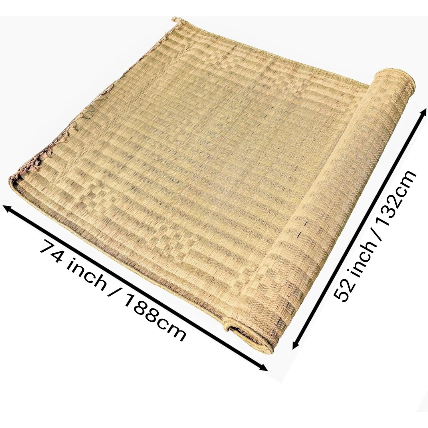 Orric Handmade Double Layered Chatai Madur Kusha Grass Mat Korai Pai Organic Yoga Mat As Floor Mat (52 X 74 Inch)