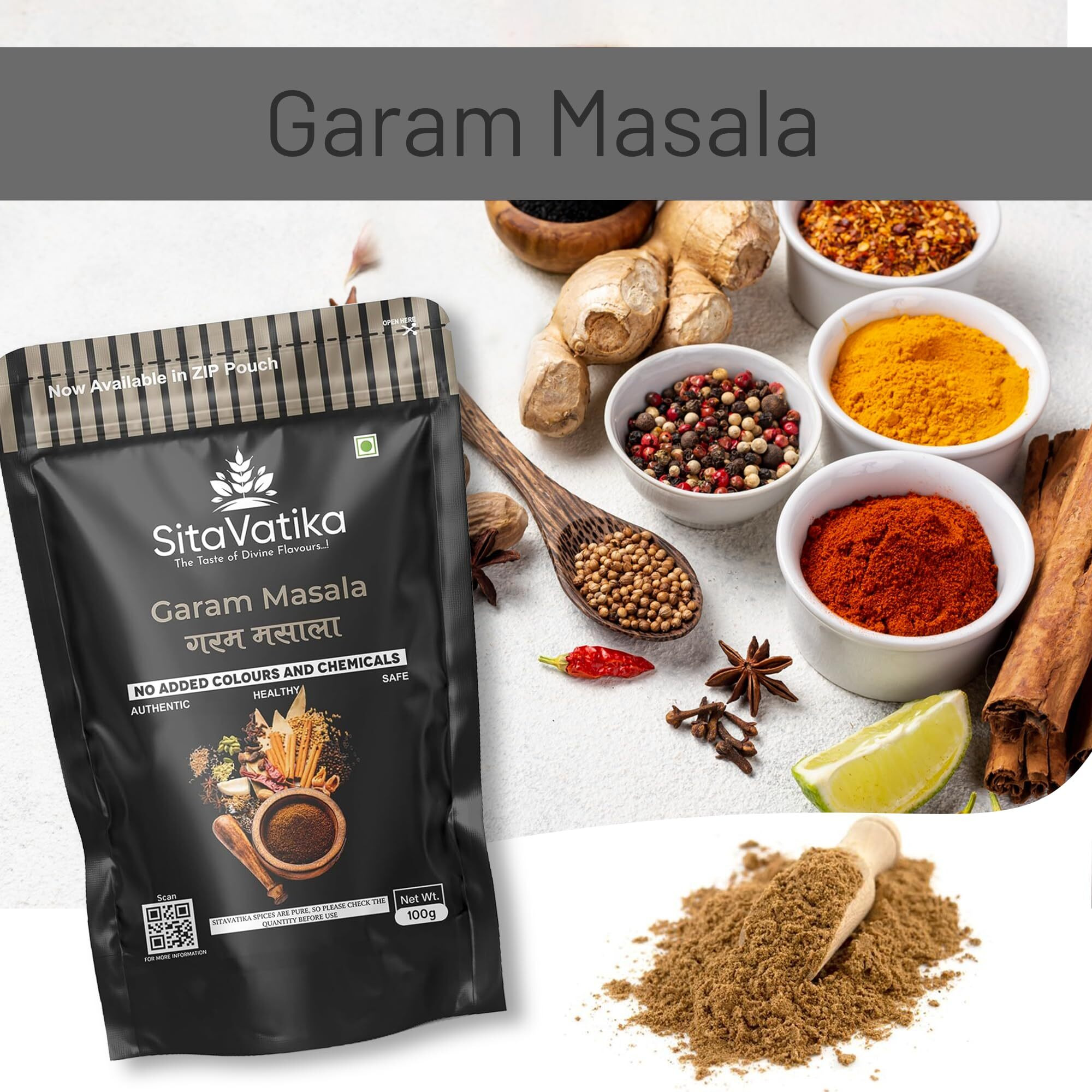 Sitavatika 100% Natural Garam Masala Powder 400Gm With Aromatic Blend Of Whole Spices For Cooking No Added Colours And Chemicals Pack Of 4X 100G