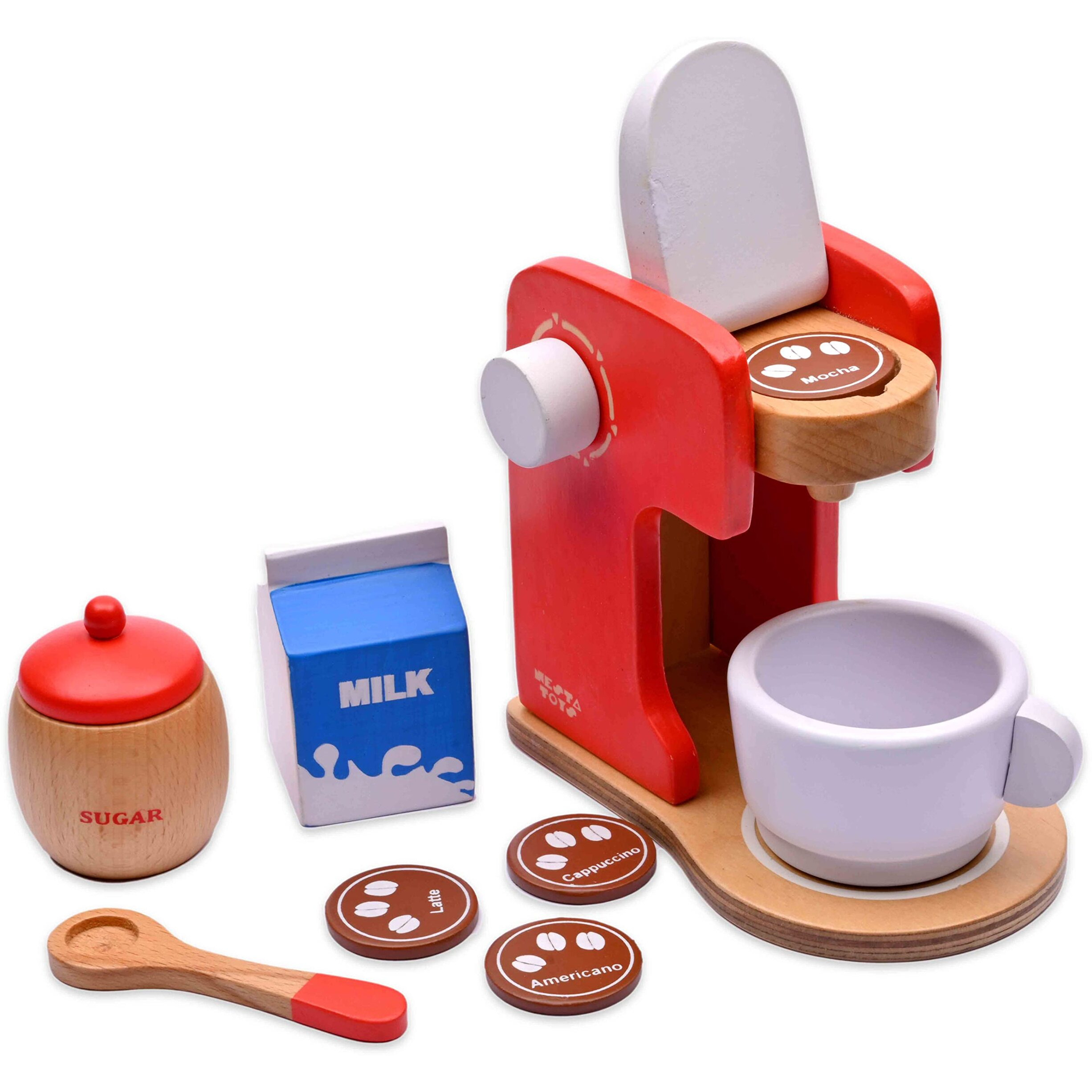 Nesta Toys - Wooden Coffee Maker Toy | Kitchen Cooking Toy | Pretend Play (3+ Years) - 9 Pcs