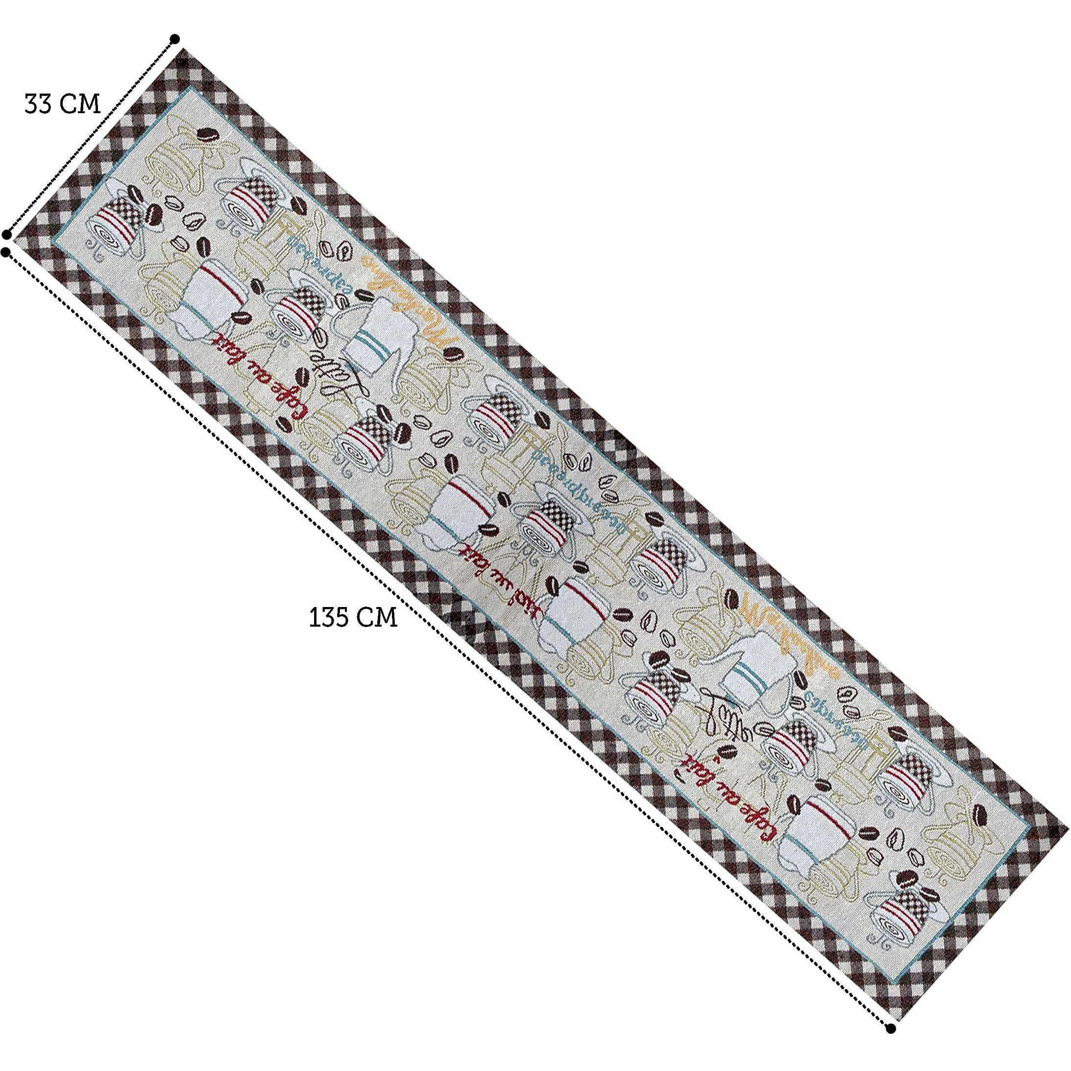 Prakartik By Induarts Latte Coffee Love Eco-Friendly Cotton Dining Table Runner  Reusable, Machine Washable, Everyday Use Multi Rectangular Runner, 135 Cm Runner (30X135 Cm)