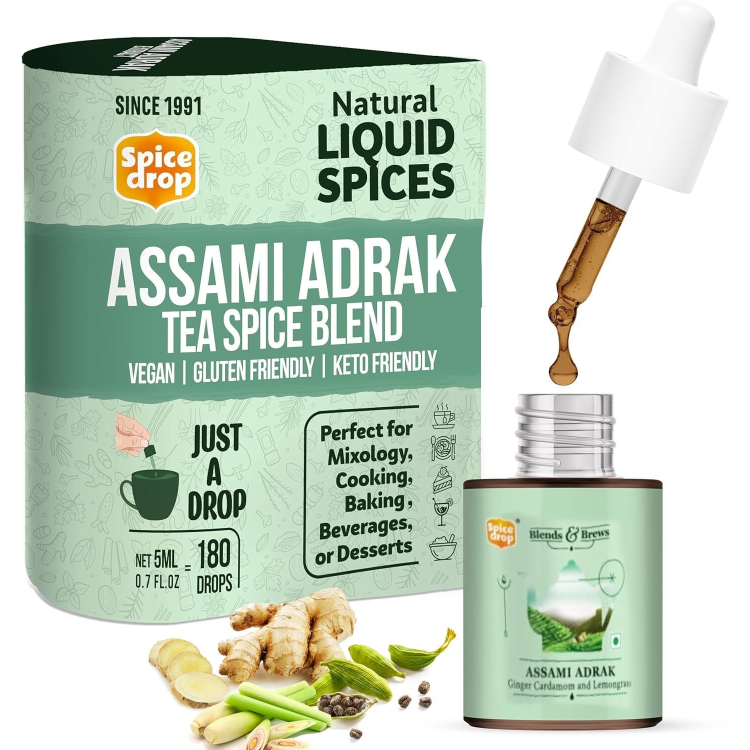 Spice Drop Chai Masala Drops Gift Hamper|4 Unique Flavors Hyderabadi Kadak, Assami Adrak, Mumbai Cutting, Maratha Amruttulya|Instant Tea, Coffee & Latte Enhancer|1 Count