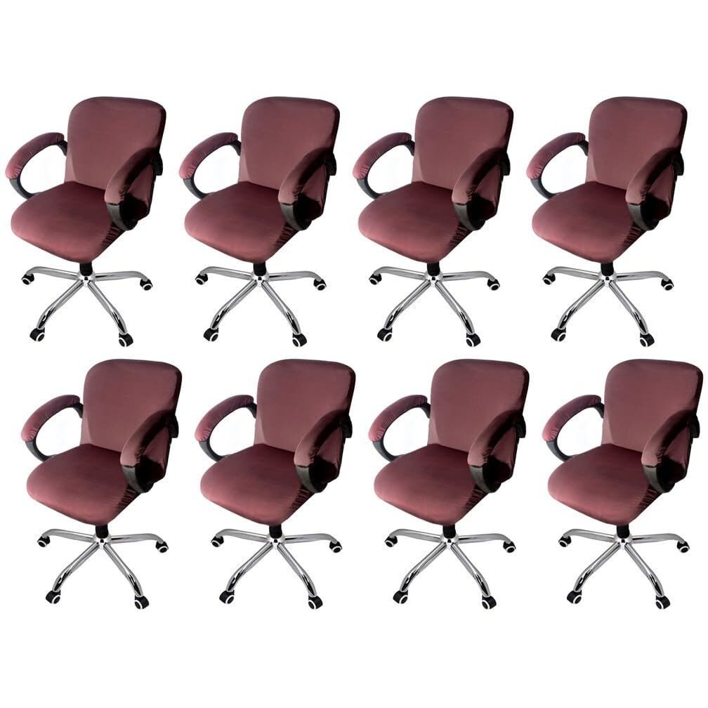 The Furnishing Tree Spandex Office Chair Cover With Handle Cover Coffee Set Of 8