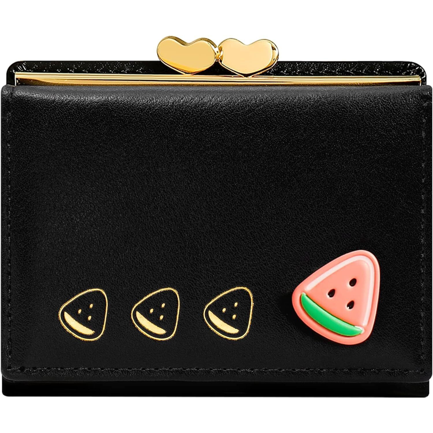 Valerie Cute Small Wallets Clutch For Teen Girl Women Pu Leather Trifold Small Wallet Cash Pocket 3D Buckle Card Holder Coin Purse With Id Window For Girls Women (Black)