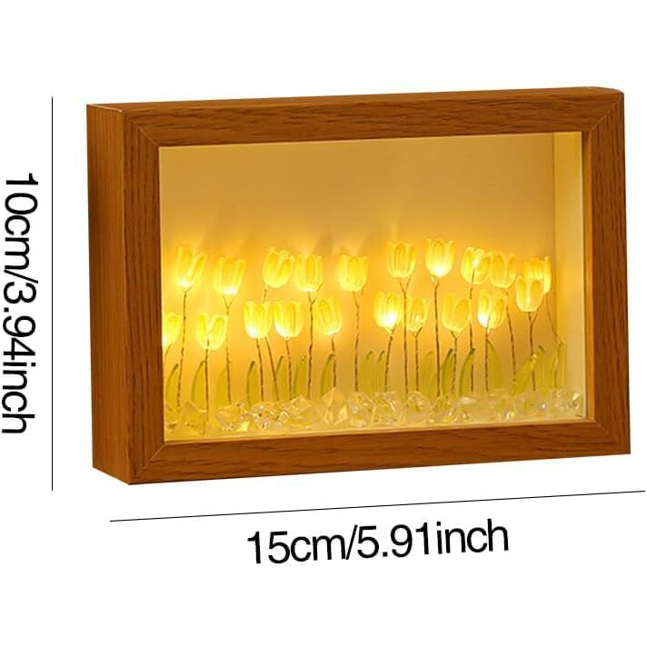 Tulip Photo Frame Night Light,Diy Tulip Night Light Handmade Furniture Decoration Simulation Flower Bedroom Sleeping Desk Table Lamp Children Girl Couple Friends Gift Ornament, 20 Flowers (Style 3)