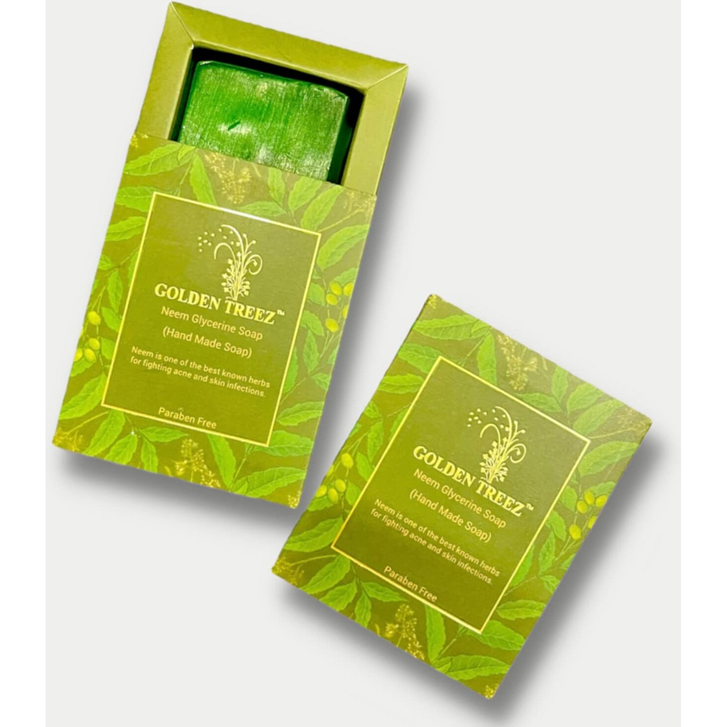 Golden Treez Neem Handmade Bath Soap For Tan Removal, Acne (Pimples), Skin Whitening And Brightening. Natural, Bathing Soap For Men And Women-115 Gm (Pack Of 2)